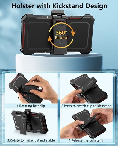 FNTCASE for Samsung Galaxy S23-Plus Case: Heavy Duty Rugged Shockproof Protective Cover with Belt-Clip Holster & Kickstand | Military Grade Protection Phone Case for Galaxy S23 Plus Black in Saudi Arabia