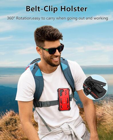 FNTCASE for Samsung Galaxy S23-Plus Case: Heavy Duty Rugged Shockproof Protective Cover with Belt-Clip Holster & Kickstand | Military Grade Protection Phone Case for Galaxy S23 Plus Black in Saudi Arabia