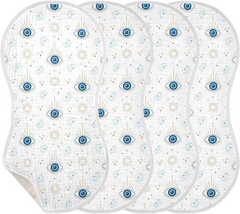 Kigai Magic Evil Eye Muslin Baby Burp Cloths - Super Absorbent and Soft Burping Rags - Cotton Burp Clothes Set for Boys and Girls, 2 Pack in Saudi Arabia