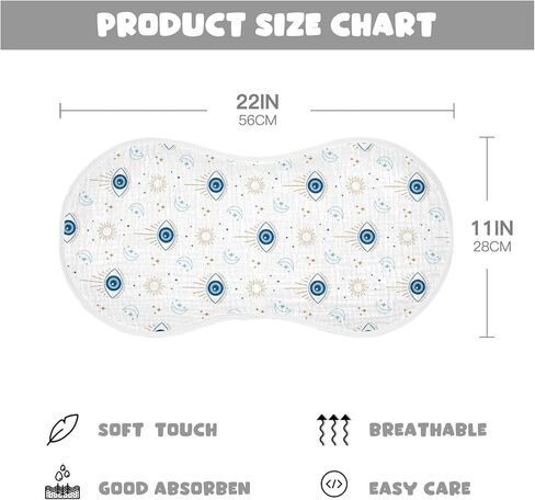 Kigai Magic Evil Eye Muslin Baby Burp Cloths - Super Absorbent and Soft Burping Rags - Cotton Burp Clothes Set for Boys and Girls, 2 Pack in Saudi Arabia