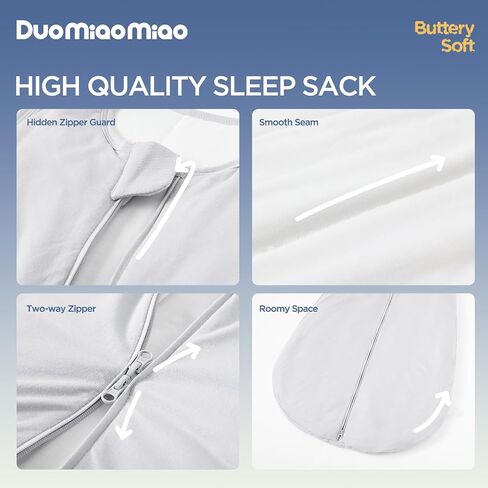 Duomiaomiao رايون مصنوع من الخيزران كيس نوم للأطفال 1.0 TOG، 2 حزمة من بطانية ناعمة يمكن ارتداؤها للأطفال، حقيبة نوم للأطفال للجنسين in Kuwait