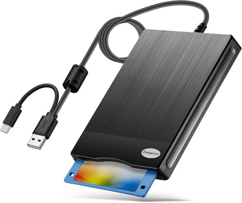 قارئ القرص المرن 3.5 بوصة USB محرك الأقراص المرنة خارجي 3 1/2 قارئ القرص المرن محرك الأقراص المرنة المحمول USB C للكمبيوتر المحمول والكمبيوتر المحمول مع نظام التشغيل Windows 11/10 (نسيج الطائرة، 3.5 بوصة) in Kuwait