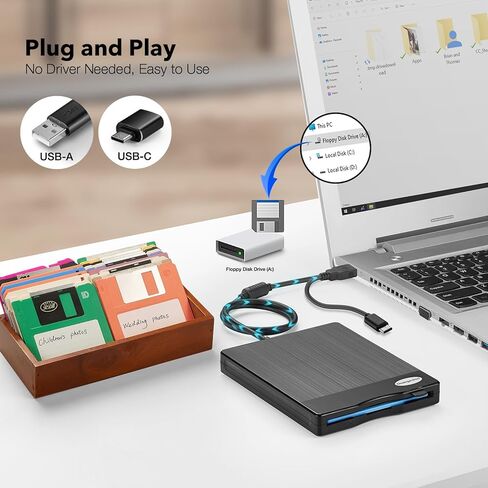 قارئ القرص المرن 3.5 بوصة USB محرك الأقراص المرنة خارجي 3 1/2 قارئ القرص المرن محرك الأقراص المرنة المحمول USB C للكمبيوتر المحمول والكمبيوتر المحمول مع نظام التشغيل Windows 11/10 (نسيج الطائرة، 3.5 بوصة) in Kuwait