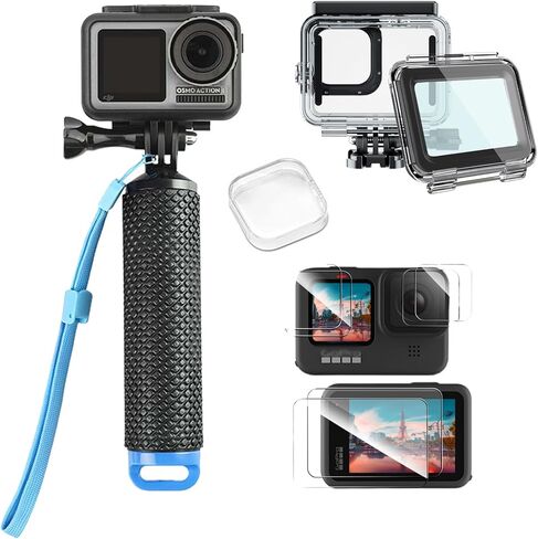 كاميرا الغوص 3 في 1 من O'woda لـ GoPro12 /11: حافظة مقاومة للماء بطول 164 قدمًا + حامل مقبض يد عائم + واقي شاشة وعدسة لـ GoPro Hero12 11 10 9 8 7 in Kuwait