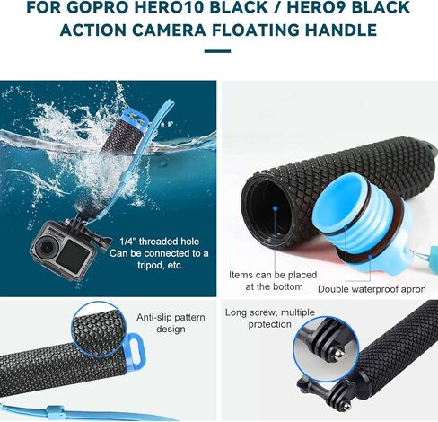 كاميرا الغوص 3 في 1 من O'woda لـ GoPro12 /11: حافظة مقاومة للماء بطول 164 قدمًا + حامل مقبض يد عائم + واقي شاشة وعدسة لـ GoPro Hero12 11 10 9 8 7 in Kuwait