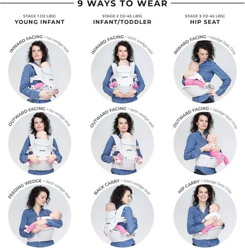 ÉCLEVE Pulse Ultimate Comfort Hip Seat Baby Carrier – Award-Winning 9 Position Front & Back Carry – US Safety Certified Up to 45 lbs (Charcoal Grey) in Saudi Arabia
