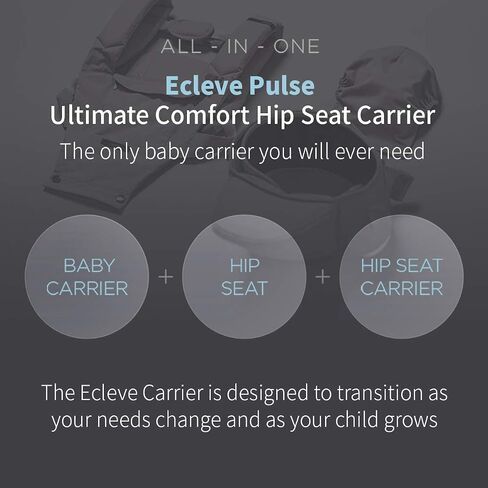 ÉCLEVE Pulse Ultimate Comfort Hip Seat Baby Carrier – Award-Winning 9 Position Front & Back Carry – US Safety Certified Up to 45 lbs (Charcoal Grey) in Saudi Arabia