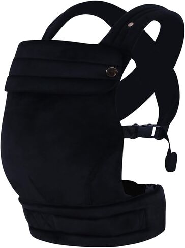 Baby Carrier Newborn to Toddler - Ergonomic,Velvet Fabric Breathable Mesh Cozy and Lightweight Infant Carrier for 7-35lbs,Enhanced Lumbar Support Hands-Free Parenting,All Seasons,Black in Saudi Arabia