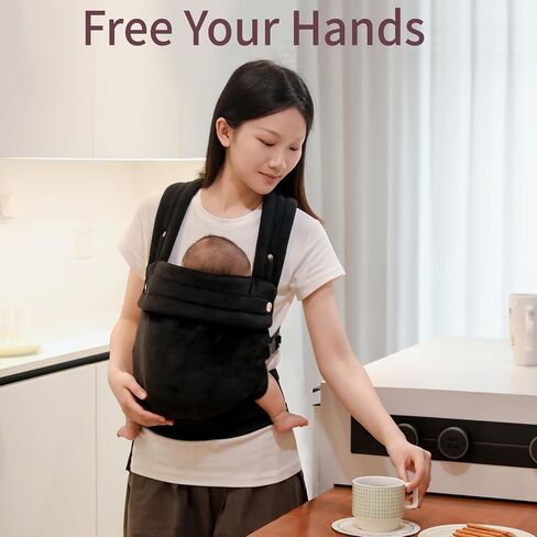 Baby Carrier Newborn to Toddler - Ergonomic,Velvet Fabric Breathable Mesh Cozy and Lightweight Infant Carrier for 7-35lbs,Enhanced Lumbar Support Hands-Free Parenting,All Seasons,Black in Saudi Arabia
