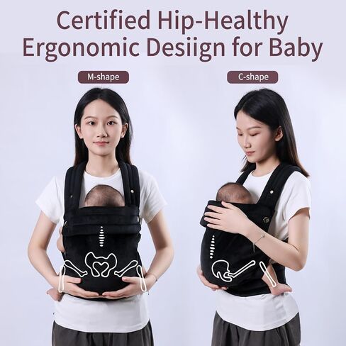 Baby Carrier Newborn to Toddler - Ergonomic,Velvet Fabric Breathable Mesh Cozy and Lightweight Infant Carrier for 7-35lbs,Enhanced Lumbar Support Hands-Free Parenting,All Seasons,Black in Saudi Arabia