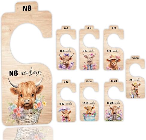 Highland Cow Baby Closet Organizer Dividers，Adorable Baby Clothes Dividers for Newborn Nursery Decor Stuff - Set of 8 from 0-24+Months in Saudi Arabia