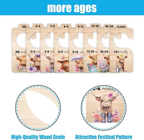Highland Cow Baby Closet Organizer Dividers，Adorable Baby Clothes Dividers for Newborn Nursery Decor Stuff - Set of 8 from 0-24+Months in Saudi Arabia