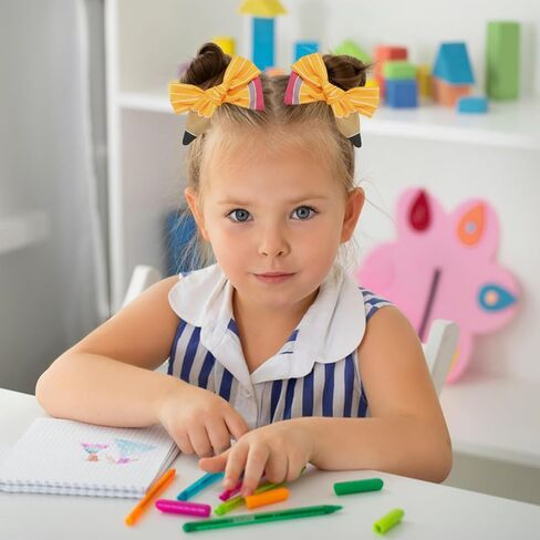 2PCS Back to School Hair Bows Clips The Hand Painted Yellow Pencil Hair Clips with Stripe Design Hairgrips for First Day of School Welcome to School Students Hair Accessories(Big) in Saudi Arabia