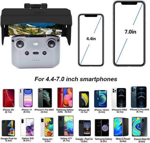 غطاء حماية من الشمس للهاتف الذكي مزود بجهاز تحكم عن بعد مغناطيسي قابل للطي لـ DJI Mavic 3 Mavic Air 2S/Mavic Air 2/Mavic Mini 2 متوافق مع هواتف 4.4-7.0 بوصة in Kuwait