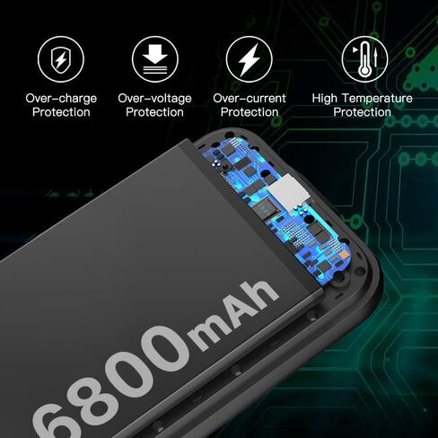 حافظة شحن بطارية لهاتف iPhone 14Plus (6.7 بوصة)، حافظة شاحن محمولة قوية قابلة لإعادة الشحن بقدرة 6800 مللي أمبير في الساعة لهاتف iPhone 14Plus - أسود in Kuwait