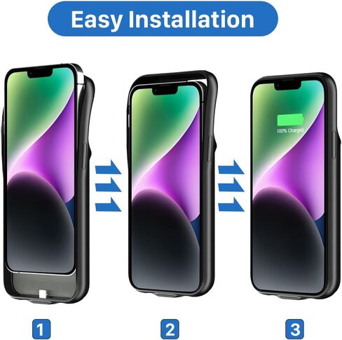 حافظة شحن بطارية لهاتف iPhone 14Plus (6.7 بوصة)، حافظة شاحن محمولة قوية قابلة لإعادة الشحن بقدرة 6800 مللي أمبير في الساعة لهاتف iPhone 14Plus - أسود in Kuwait