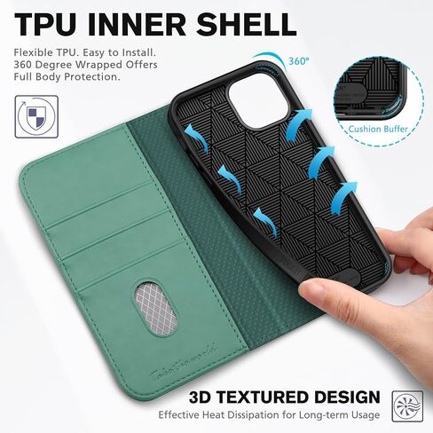 TUCCH Case Wallet for iPhone 14 6.1", [3 Card Holder] Slots Folio PU Leather Cover, [RFID Blocking] Stand Flip Case with [TPU Shockproof Interior Case] Compatible with iPhone 14 2022, Classic Black in Saudi Arabia