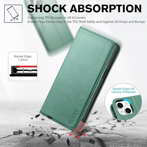 TUCCH Case Wallet for iPhone 14 6.1", [3 Card Holder] Slots Folio PU Leather Cover, [RFID Blocking] Stand Flip Case with [TPU Shockproof Interior Case] Compatible with iPhone 14 2022, Classic Black in Saudi Arabia