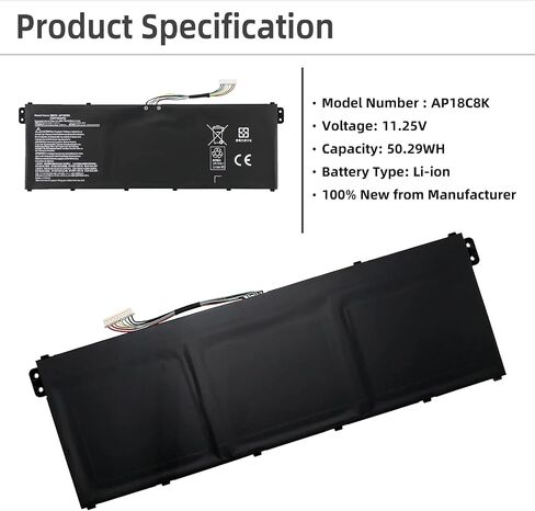 AP18C8K استبدال البطارية لـ Acer Aspire 5 A514-54 A514-54G A514-54-34JQ ، ASPIRE 7 A715-42G SWIFT 3 SF314-42 SF314-57 SF314-57G SF314-58 SF314-59 C933 in Kuwait