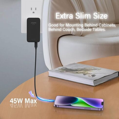 Flat 45W USB C Charger, Slim Wall Charger, Super Fast Charger with PPS, Folding Fast Charger with Dual Ports for Traveling, 45W PD Fast Charging for Laptops, Tablets, Phones in Saudi Arabia