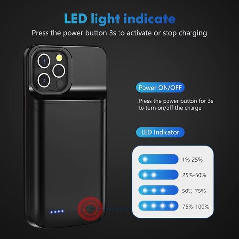 Battery Case for iPhone 15, 10000mAh Charging case for iPhone 15, Slim Portable Power Bank Extended Rechargeable Charger Case Battery Pack (for iPhone 15 (6.1 inch)) Black in Saudi Arabia