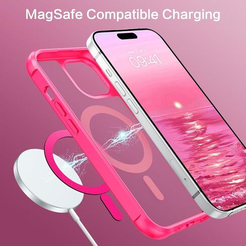 حافظة VENINGO iPhone 15، حافظة هاتف iPhone 15 [متوافقة مع MagSafe] غطاء واقٍ مقاوم للصدمات لهاتف iPhone 15 6.1 بوصة، وردي فاقع، غطاء حماية مضاد للصدمات لهاتف iPhone 15 6.1 بوصة، وردي فاقع in Kuwait