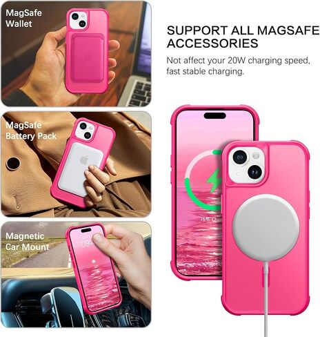 حافظة VENINGO iPhone 15، حافظة هاتف iPhone 15 [متوافقة مع MagSafe] غطاء واقٍ مقاوم للصدمات لهاتف iPhone 15 6.1 بوصة، وردي فاقع، غطاء حماية مضاد للصدمات لهاتف iPhone 15 6.1 بوصة، وردي فاقع in Kuwait