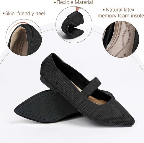 Women's Flats Shoes Pointed Toe Knit Washable Ballet Comfortable Dressy Mary Jane Flat in Saudi Arabia