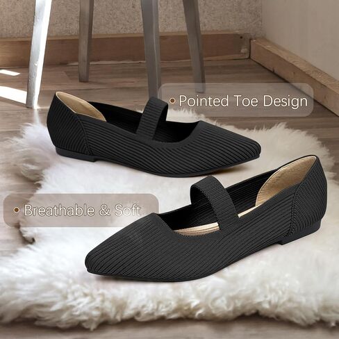 Women's Flats Shoes Pointed Toe Knit Washable Ballet Comfortable Dressy Mary Jane Flat in Saudi Arabia