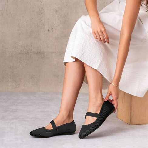 Women's Flats Shoes Pointed Toe Knit Washable Ballet Comfortable Dressy Mary Jane Flat in Saudi Arabia
