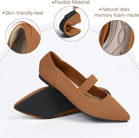 Women's Flats Shoes Pointed Toe Knit Washable Ballet Comfortable Dressy Mary Jane Flat in Saudi Arabia