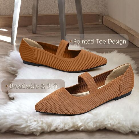 Women's Flats Shoes Pointed Toe Knit Washable Ballet Comfortable Dressy Mary Jane Flat in Saudi Arabia