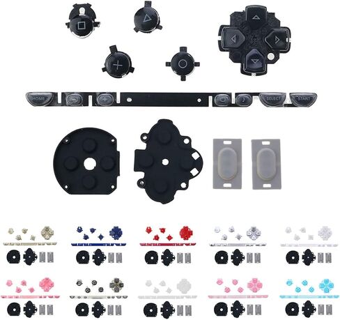 Full Buttons Set Left Right Buttons Key Pad Home Start Button with Rubber Conductive Pad for PSP 1000 Console (Clear) in Saudi Arabia