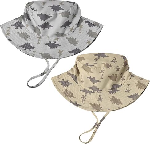 Baby Toddler Dinosaur Pattern Bucket Hat UPF 50+ B Sun Hat,Kids Summer Wide Brim Beach Hats Sun Hat for Boys Girls in Saudi Arabia