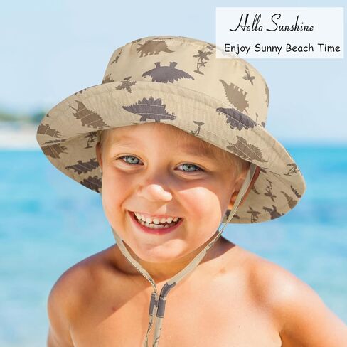 Baby Toddler Dinosaur Pattern Bucket Hat UPF 50+ B Sun Hat,Kids Summer Wide Brim Beach Hats Sun Hat for Boys Girls in Saudi Arabia