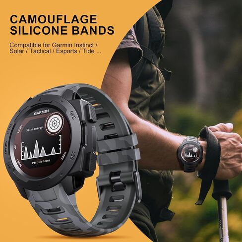 Bandkids 22mm Camouflage Band for Garmin Instinct Watch Bands,Soft Waterproof Silicone Replacement Watch Strap for Garmin Instinct 2 / Instinct Esports/Instinct Solar/Tide/Tactical in Saudi Arabia