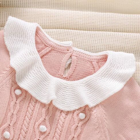 Baby Girl Romper Ruffle Neck Short Sleeve Pompoms Knit Rompers Newborn Infant Jumpsuit Summer Outfits Clothes in Saudi Arabia