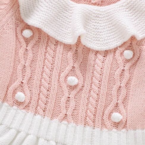 Baby Girl Romper Ruffle Neck Short Sleeve Pompoms Knit Rompers Newborn Infant Jumpsuit Summer Outfits Clothes in Saudi Arabia