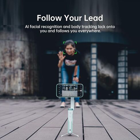 PowerVision S1,Smartphone Gimbal - Portable, Wireless Charging, 3-Axis Stabilization, Face Tracking, Gesture Control, Anti-Shake, Compatible with YouTube/TikTok/Vlogging (Car Mount Kit, Black) in Saudi Arabia