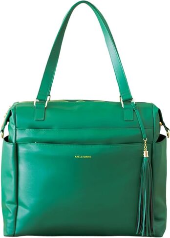 Leather Diaper Bag Backpack, Large Baby Tote Travel Bag with Changing Pad and Stroller Straps (Green) in Saudi Arabia