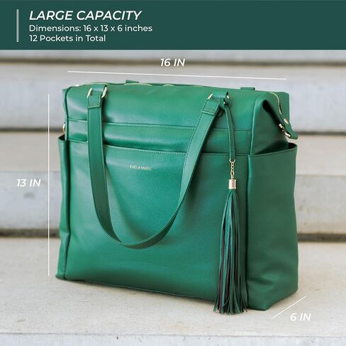 Leather Diaper Bag Backpack, Large Baby Tote Travel Bag with Changing Pad and Stroller Straps (Green) in Saudi Arabia