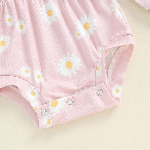 Karwuiio Newborn Baby Girl Fall Outfits Long Sleeve Ribbed Knit Jumpsuit Romper with Headband Infant Clothes Sets in Saudi Arabia