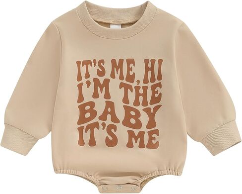 Newborn Baby Boy Girl Fall Clothes Infant Long Sleeve Bodysuit | Gender Neutral Baby Clothes,One Piece Sweatshirt Romper,Funny Letter Print,Baby Fall Winter Clothes,Long sleeve Romper Baby in Saudi Arabia