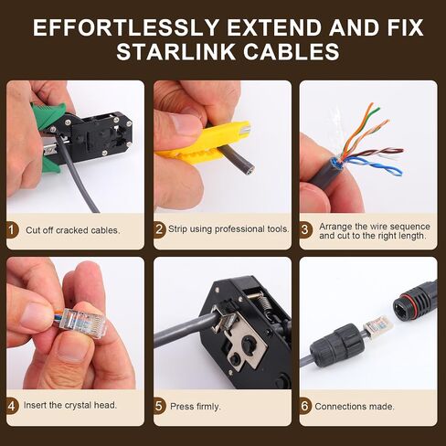 Starlink Cable Extension & Repair Kit, with150ft Cable Extension to 225ft, Built-in Shielding Oxygen-Free Copper Waterproof Starlink Replacement Cable (150FT) in Saudi Arabia