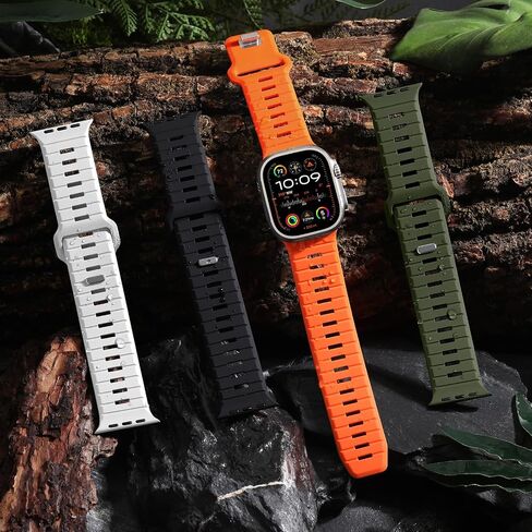 4 عبوات من الأربطة الرياضية المتوافقة مع Apple Watch Ultra 2/Ultra Band، متوافقة مع أحزمة ساعة Apple للرجال 49 مم 45 مم 44 مم 42 مم، حزام بديل من السيليكون لسلسلة iWatch 9 8 7 6 5 4-1 SE in Kuwait