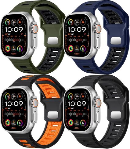 4 عبوات من الأربطة الرياضية المتوافقة مع Apple Watch Ultra 2/Ultra Band، متوافقة مع أحزمة ساعة Apple للرجال 49 مم 45 مم 44 مم 42 مم، حزام بديل من السيليكون لسلسلة iWatch 9 8 7 6 5 4-1 SE in Kuwait