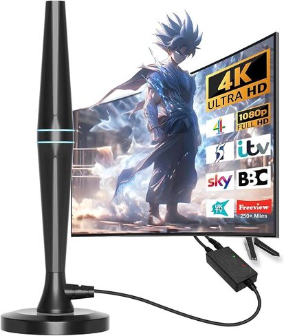 TV Antenna Indoor - Indoor TV Antenna for Smart TV with Signal Booster - TV Antenna for Local Channels - Digital TV Antenna for Freeview TV - Support 4K 1080P HDTV & 14.8ft Coax Cable in Saudi Arabia