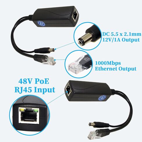 Type C Port PoE Splitter Gigabit 5V/2.4A, PoE to USB-C 5V/2.4A Output, 1000Mbps Gigabit Ethernet Comply IEEE802.3af/at, Plug and Play in Saudi Arabia