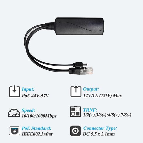 Type C Port PoE Splitter Gigabit 5V/2.4A, PoE to USB-C 5V/2.4A Output, 1000Mbps Gigabit Ethernet Comply IEEE802.3af/at, Plug and Play in Saudi Arabia