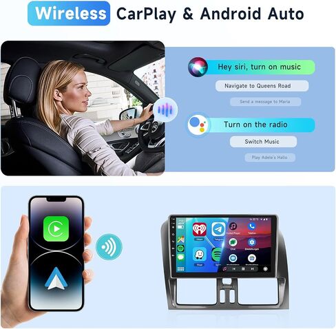 [2G+64G] Car Radio for Volvo XC60 2008-2013 with Wireless CarPlay/Android Auto, 9 inch Android 13 Touch Screen Stereo, GPS Navi/WiFi/Bluetooth/Mirror Link/SWC + HD Backup Camera in Saudi Arabia